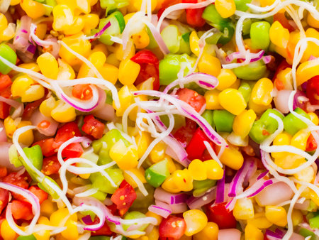 fresh salad of vegetables and fruits. healthy diet.の素材