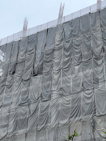 construction of a building with a scaffoldingの写真素材