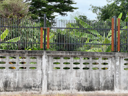 close up fence and concrete fenceの写真素材