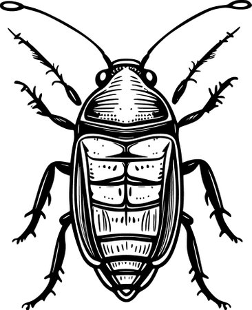 black and white illustration of a beetleの写真素材