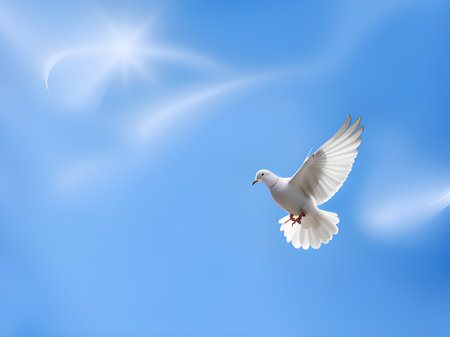 Seagulls flying in the blue skyの素材