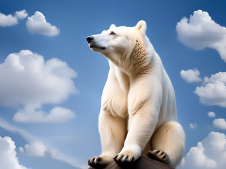 cute bear on the nature background.の素材
