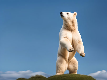 cute bear on the nature background.の素材