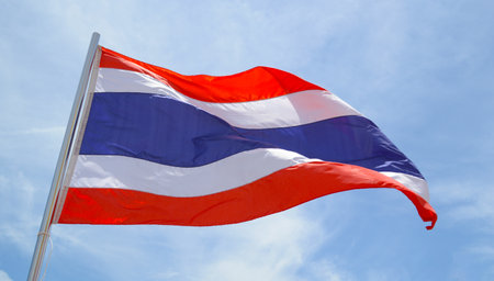 close up national flag of thailandの写真素材