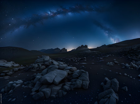 night sky with stars and milky wayの素材