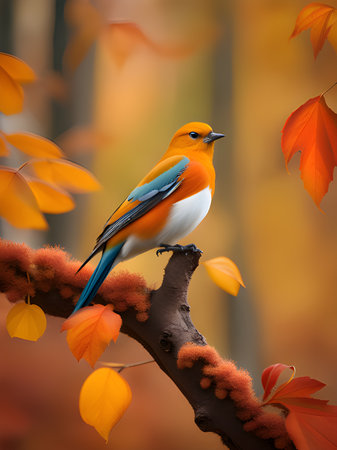 close up cute bird on branch treeの素材
