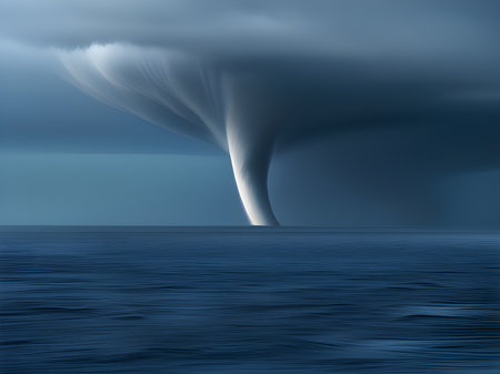 Big storms cause tornadoes in the ocean.の素材