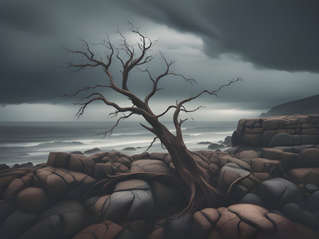 dry tree near the seaの素材