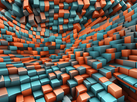 Rainbow of colorful blocks abstract background - 3d renderの素材