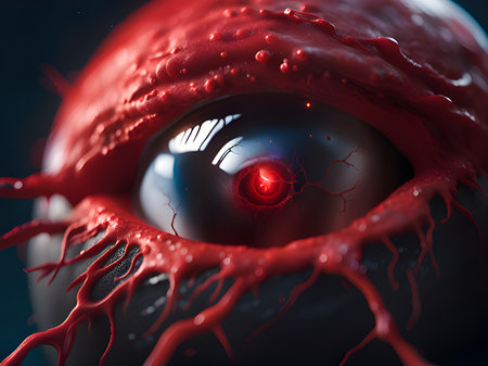 digital illustration of a human eye with a virus insideの素材