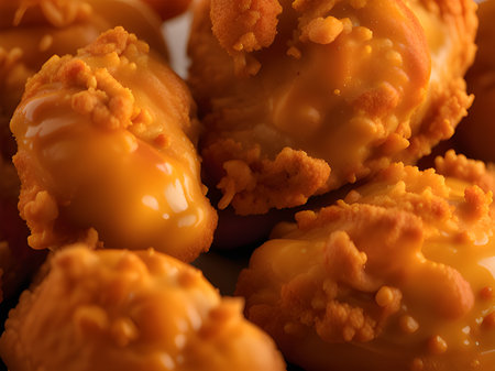close up of fried chicken wings with cheeseの素材