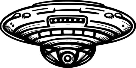 ufo flying saucer, cartoon illustration.の写真素材