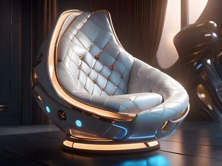 futuristic interior with armchair. 3d illustrationの素材
