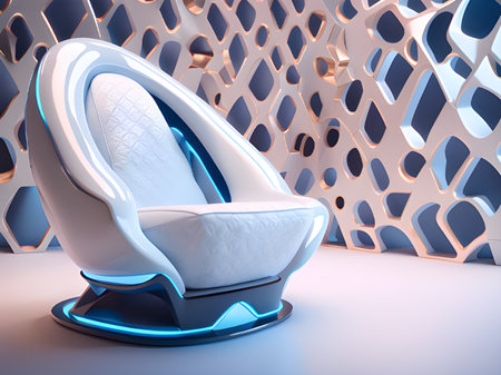 futuristic interior with armchair. 3d illustrationの素材