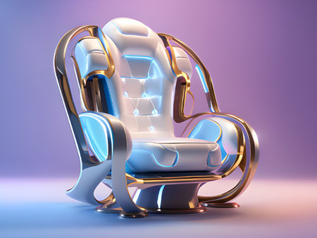 futuristic interior with armchair. 3d illustrationの素材