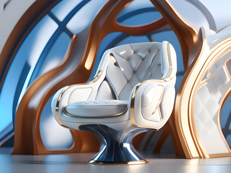 futuristic interior with armchair. 3d illustrationの素材