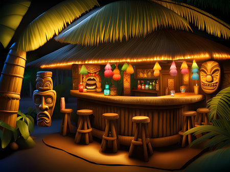 bar with cocktails and a wooden bar on the background of the night club.の素材
