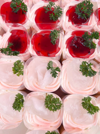 close up view of delicious food, sweet cakeの写真素材