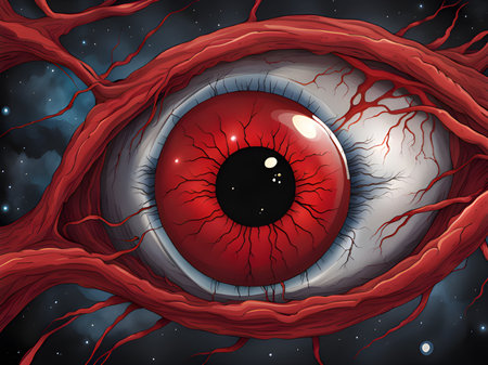 evil eye monster on the dark backgroundの素材