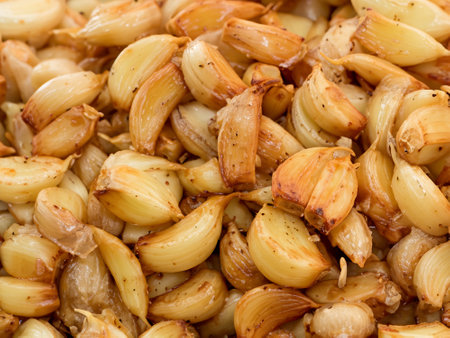 fried garlic on the market in thailand.の素材