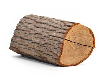 wood log on the white backgroundの素材