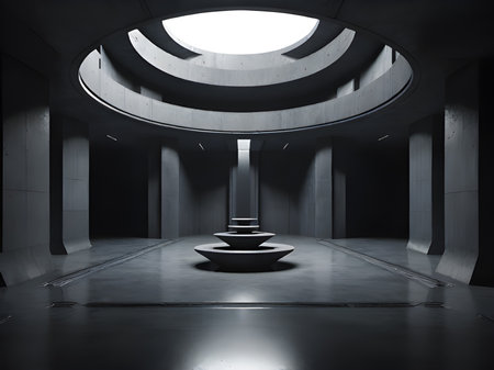 empty concrete abstract interior with concrete smooth interior.の素材