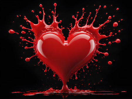 red blood drop on the heartの素材