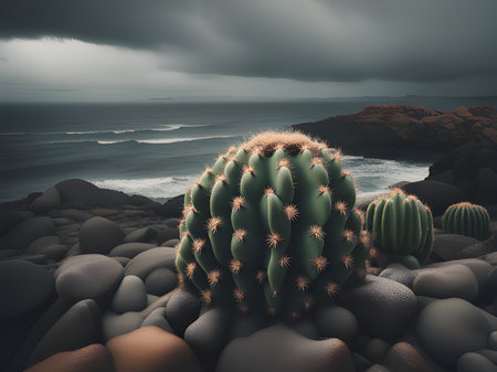 cactus on the beachの素材
