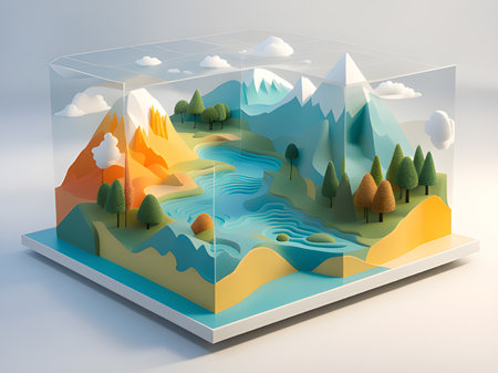 3d render of mountain landscapeの素材