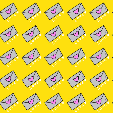 seamless pattern of love mail cartoonの写真素材