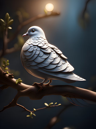 white pigeon on the branchの素材