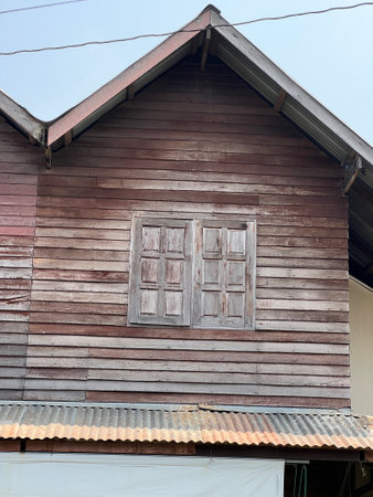 wooden window in the city of thailandの写真素材