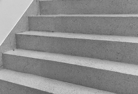 staircase with gray steps. black and white photo.の写真素材