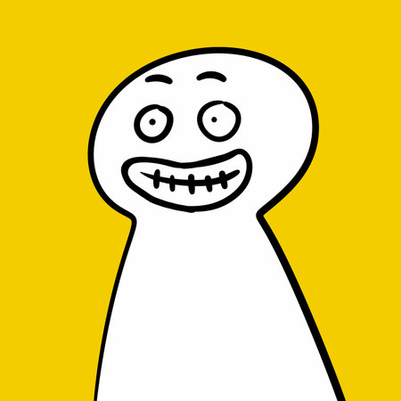 cartoon man with yellow backgroundの写真素材