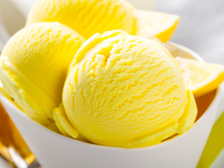 ice cream with lemon and milkの素材