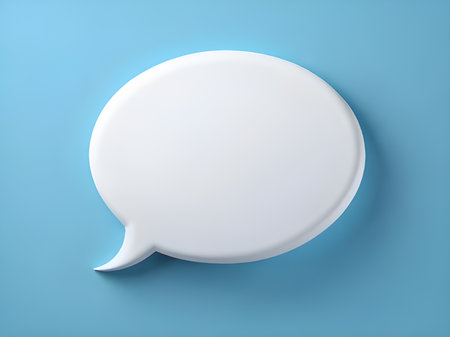 a white speech bubble on a blue backgroundの素材