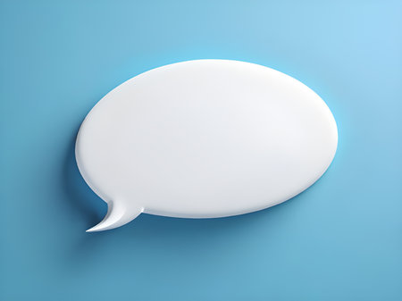 a white speech bubble on a blue backgroundの素材