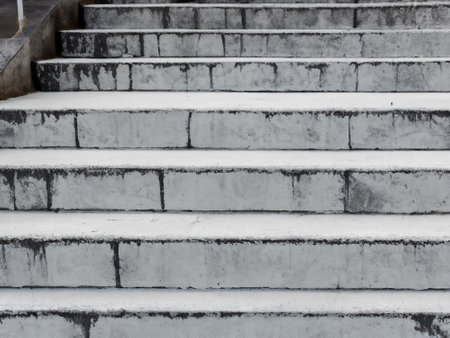 close up old broken staircase in gardenの素材