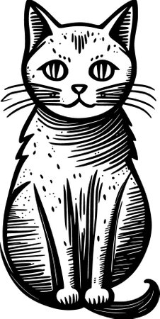 a black and white cat sitting on a white backgroundの写真素材