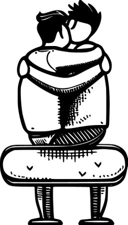 sketch of couple embracingの写真素材