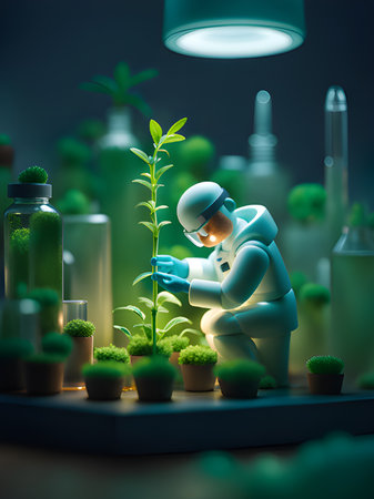 scientist working with plantの素材