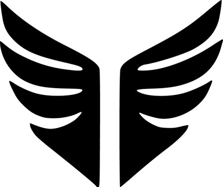 a black and white logo with a wingの写真素材