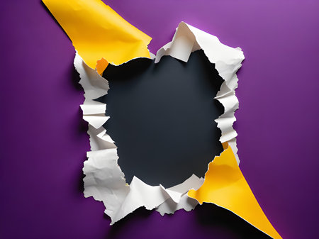 torn paper on black backgroundの素材