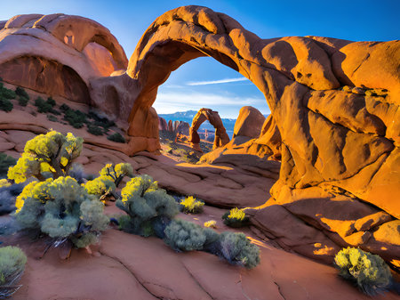 the arch of arches in the utah desertの素材