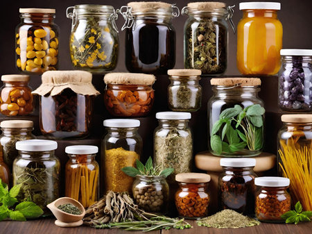 different spices in jarsの素材