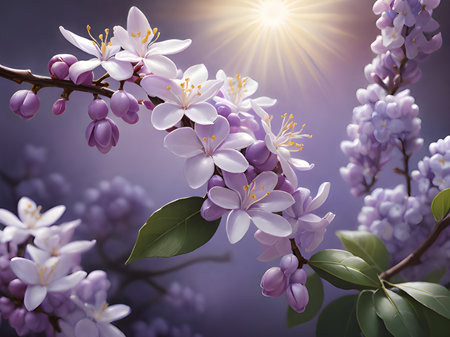 beautiful flowers with magnolia branchの素材