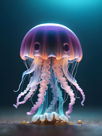 realistic jellyfish on the ocean.の素材