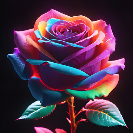beautiful bright rose on a dark background with gradientの素材
