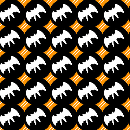 halloween seamless background with bat. black and white halloween pattern.の写真素材