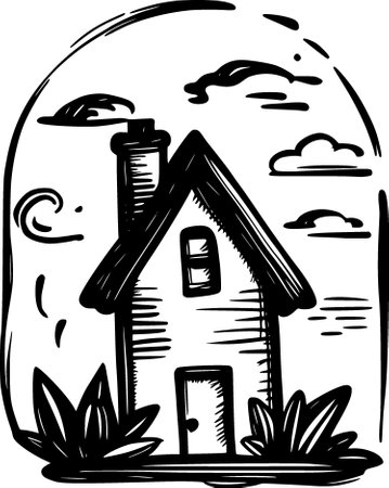 illustration of a house cartoonの写真素材